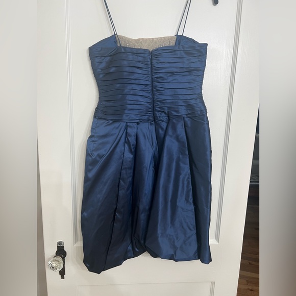 Badgley mischka navy rhinestone mesh bubble cocktail dress size 2 - Picture 4 of 9